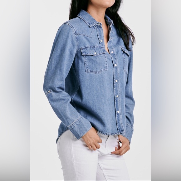 NWT! DEAR JOHN STAR DENIM BUTTON FRONT SHIRT WESTERN SIZE SMALL NEW! - Picture 3 of 12